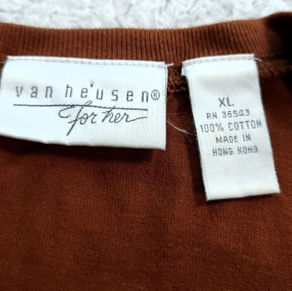 Vintage Brown Floral Embroidered Long Sleeve Crewneck Top sz XL - Picture 4 of 6